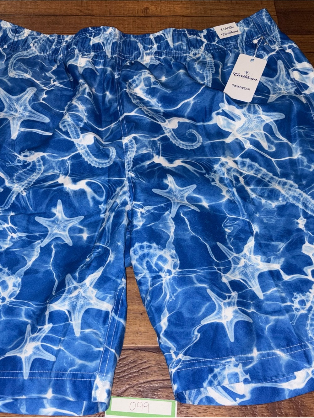 Caribbean Swimwear Seahorse & Starfish Blue Swim Trunks (NWT, XL)